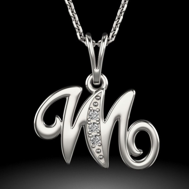 Fashion, accesorii si bijuterii - Femei - Bijuterii femei - Coliere femei - Colier din argint cu pandantiv Initiala M - Infinity.ro