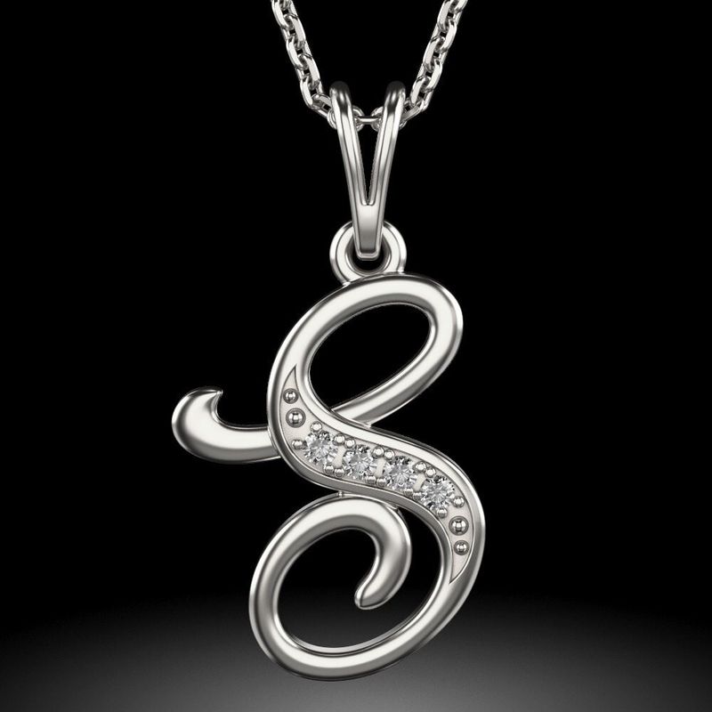 Fashion, accesorii si bijuterii - Femei - Bijuterii femei - Coliere femei - Colier din argint cu pandantiv Initiala S - Infinity.ro