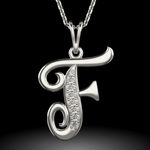 Fashion, accesorii si bijuterii - Femei - Bijuterii femei - Coliere femei - Colier din argint cu pandantiv Initiala F - Infinity.ro