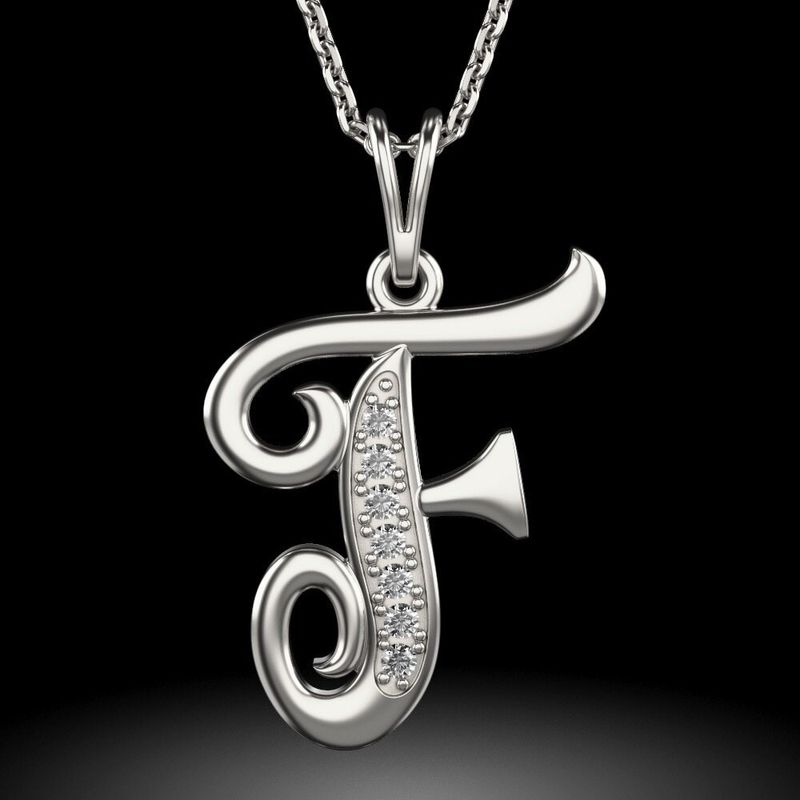 Fashion, accesorii si bijuterii - Femei - Bijuterii femei - Coliere femei - Colier din argint cu pandantiv Initiala F - Infinity.ro