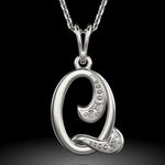 Fashion, accesorii si bijuterii - Femei - Bijuterii femei - Coliere femei - Colier din argint cu pandantiv Initiala Q - Infinity.ro