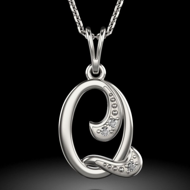 Fashion, accesorii si bijuterii - Femei - Bijuterii femei - Coliere femei - Colier din argint cu pandantiv Initiala Q - Infinity.ro