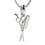 Fashion, accesorii si bijuterii - Femei - Bijuterii femei - Coliere femei - Lantisor cu pandantiv din argint Foarfeca si pieptene - Infinity.ro