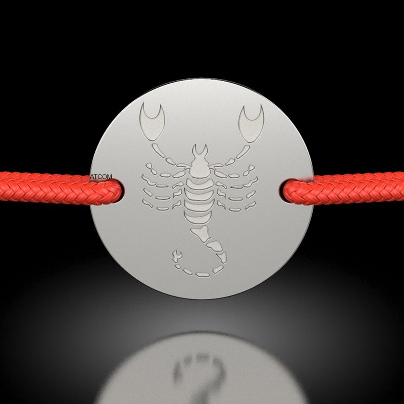 Fashion, accesorii si bijuterii - Femei - Bijuterii femei - Bratari femei - Bratara din argint cu snur rosu model Scorpion - Infinity.ro