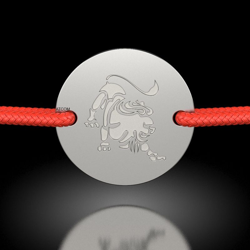 Fashion, accesorii si bijuterii - Femei - Bijuterii femei - Bratari femei - Bratara din argint cu snur rosu model Leu - Infinity.ro