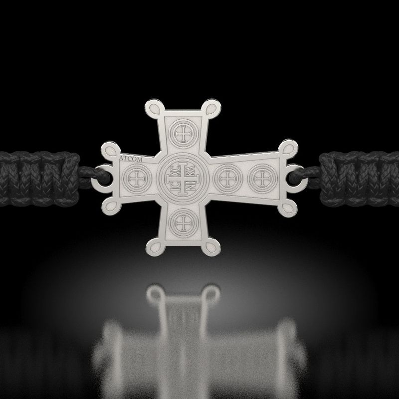 Fashion, accesorii si bijuterii - Femei - Bijuterii femei - Bratari femei - Bratara din argint cu snur impletit model Ortodox 05 - Infinity.ro