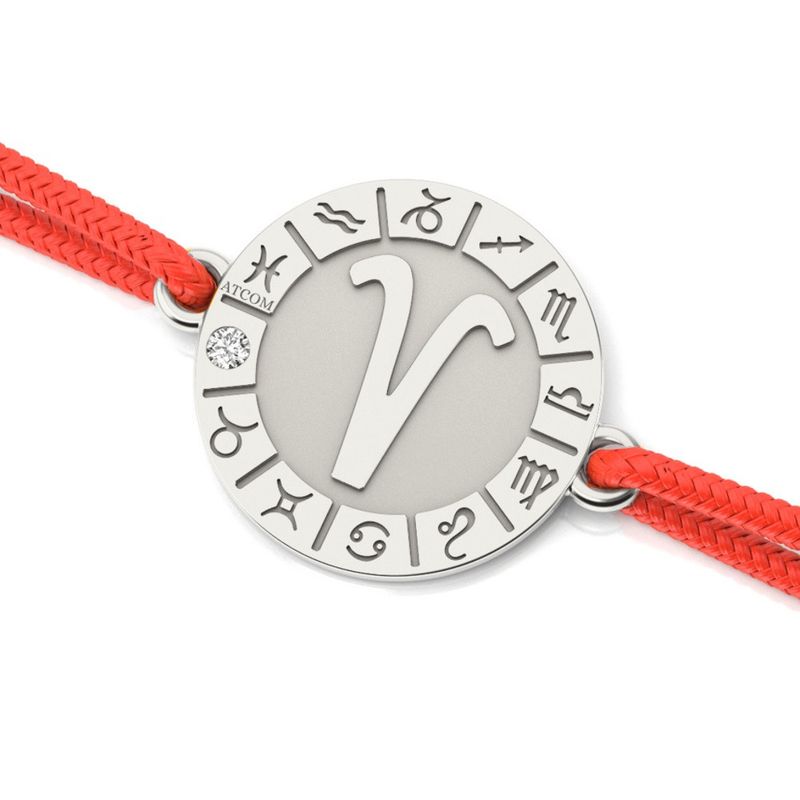 Fashion, accesorii si bijuterii - Femei - Bijuterii femei - Bratari femei - Bratara din argint cu snur rosu model Aries - Infinity.ro