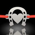 Fashion, accesorii si bijuterii - Femei - Bijuterii femei - Bratari femei - Bratara din argint cu snur model Potcoava cu inima - Infinity.ro