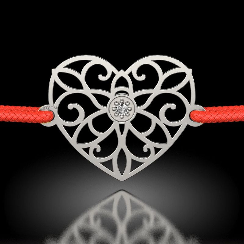 Fashion, accesorii si bijuterii - Femei - Bijuterii femei - Bratari femei - Bratara din argint cu diamant model Inima dantelata - Infinity.ro