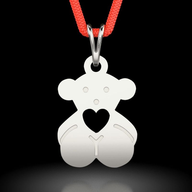 Fashion, accesorii si bijuterii - Femei - Bijuterii femei - Pandantive femei - Pandantiv din argint cu snur model Ursulet cu inimioara - Infinity.ro