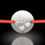 Fashion, accesorii si bijuterii - Femei - Bijuterii femei - Bratari femei - Bratara din argint cu snur model I love You cu inimioare - Infinity.ro