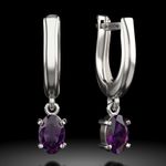 Fashion, accesorii si bijuterii - Femei - Bijuterii femei - Cercei femei - Cercei din argint cu cristale Ametiste model 42 - Infinity.ro