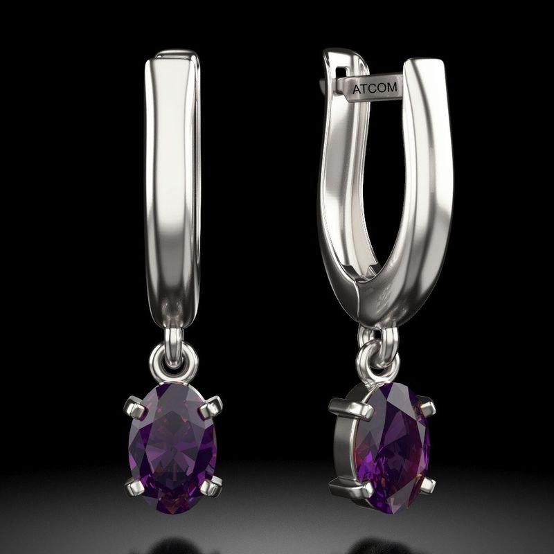 Fashion, accesorii si bijuterii - Femei - Bijuterii femei - Cercei femei - Cercei din argint cu cristale Ametiste model 42 - Infinity.ro