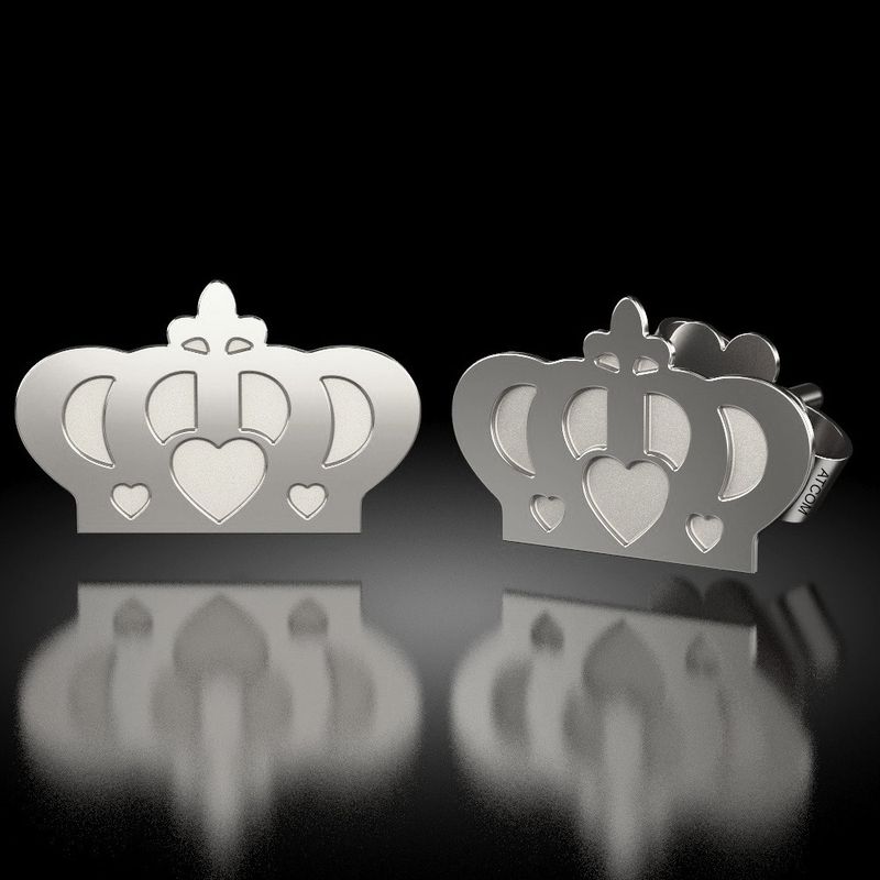 Fashion, accesorii si bijuterii - Femei - Bijuterii femei - Cercei femei - Cercei din argint model Coronita cu inimioara - Infinity.ro