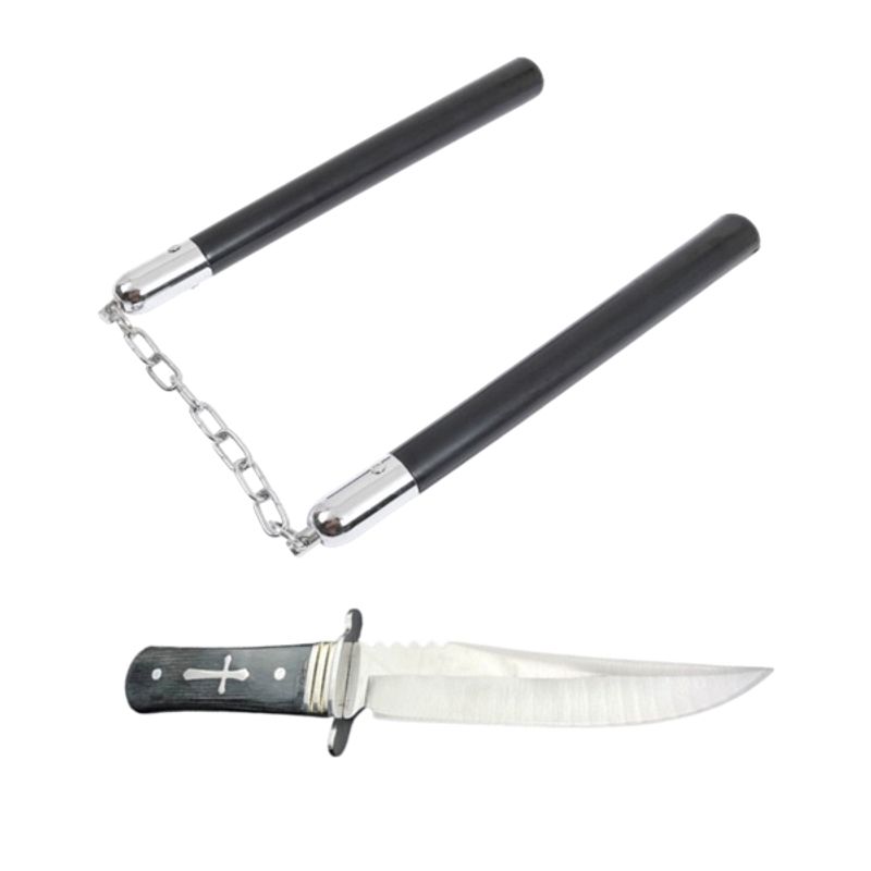 Casa si Gradina - Bucatarie si vesela - Vesela si tacamuri - Cutite si seturi de cutite - Set Cutit de vanatoare ,Tang Hunter , 28 cm si Nunceag 31 cm , IdeallStore® , teaca inclusa - Infinity.ro