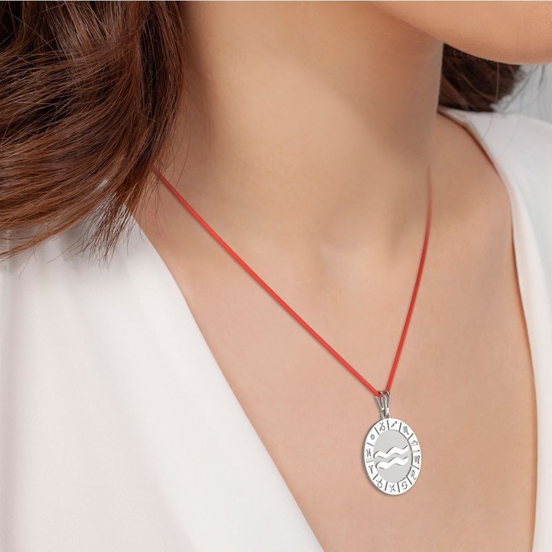 Fashion, accesorii si bijuterii - Femei - Bijuterii femei - Pandantive femei - Pandantiv din argint cu snur model Aquarius - Infinity.ro