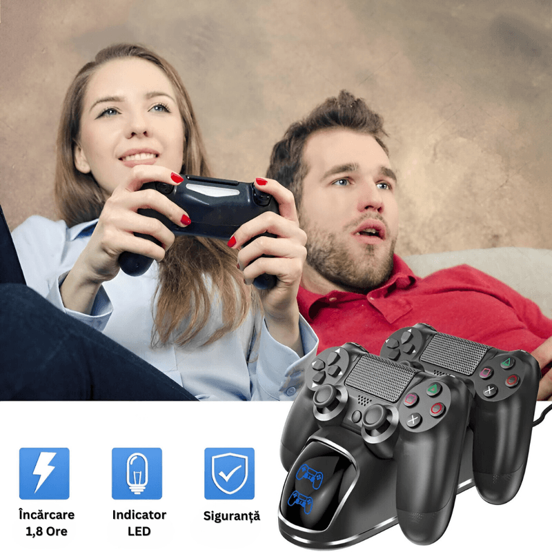 PC, gaming si accesorii - Gaming - Accesorii gaming - Controlere, Volane si Casti gaming - Stand de Incarcare Dubla Velixo®, 2 x Controller, Compatibilitate PlayStation PS4, Slim, Pro - Infinity.ro