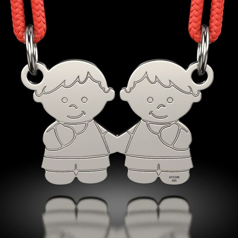 Fashion, accesorii si bijuterii - Femei - Bijuterii femei - Pandantive femei - Pandantiv din argint cu snur model Baietei frati - Infinity.ro