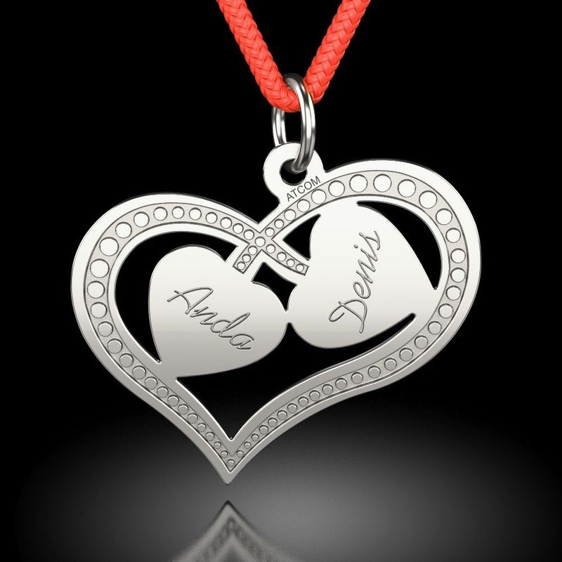 Fashion, accesorii si bijuterii - Femei - Bijuterii femei - Pandantive femei - Pandantiv din argint cu snur model Mirific Hearts - Infinity.ro