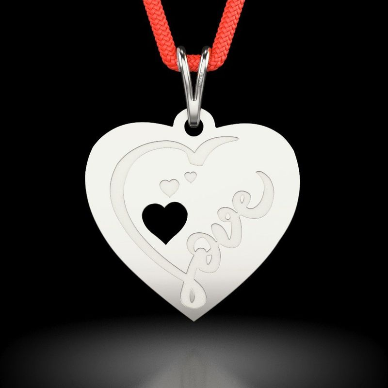 Fashion, accesorii si bijuterii - Femei - Bijuterii femei - Pandantive femei - Pandantiv din argint cu snur model Love two - Infinity.ro