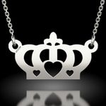 Fashion, accesorii si bijuterii - Femei - Bijuterii femei - Coliere femei - Lantisor cu pandantiv din argint model Coronita cu inimioara - Infinity.ro