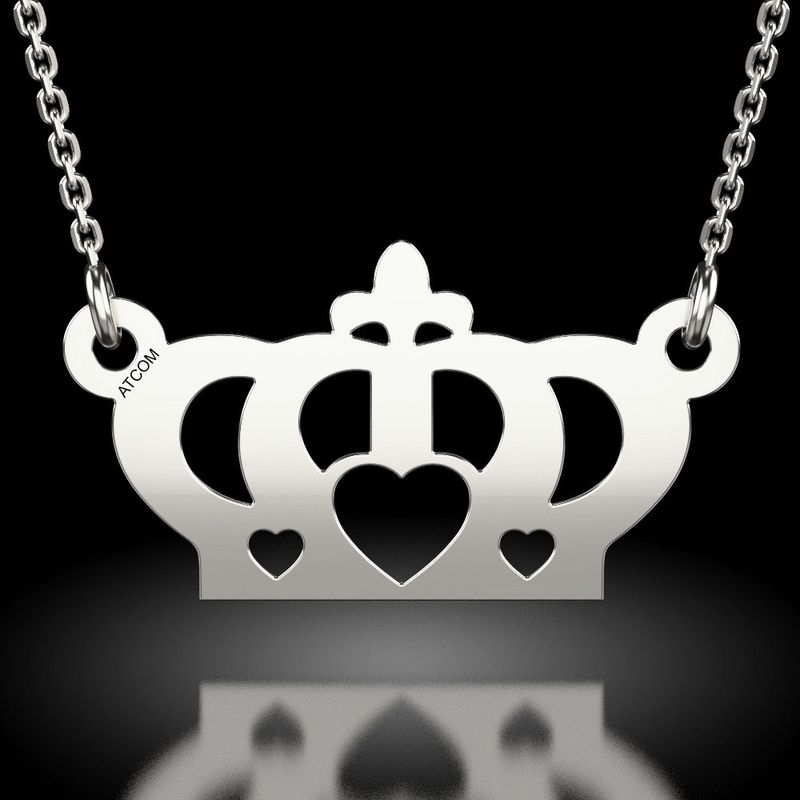 Fashion, accesorii si bijuterii - Femei - Bijuterii femei - Coliere femei - Lantisor cu pandantiv din argint model Coronita cu inimioara - Infinity.ro