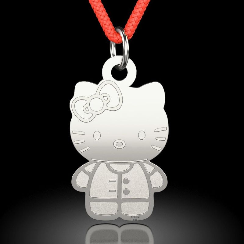Fashion, accesorii si bijuterii - Femei - Bijuterii femei - Pandantive femei - Pandantiv din argint cu snur model Hello Kitty - Infinity.ro