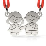 Fashion, accesorii si bijuterii - Femei - Bijuterii femei - Pandantive femei - Pandantiv din argint cu snur model Fetita si baiat - Infinity.ro
