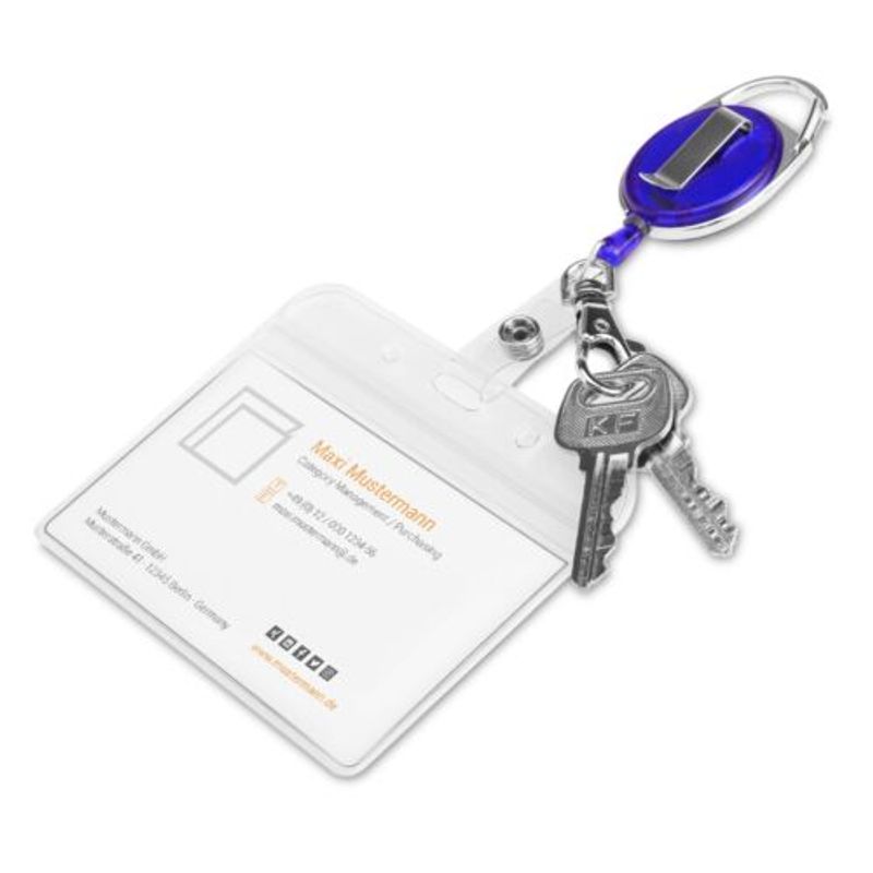 Carti si Birotica - Rechizite - Alte accesorii scolare - Set 2 Brelocuri retractabile pentru insigne, Kwmobile, Albastru, Plastic, 49433.04 - Infinity.ro