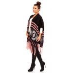 Fashion, accesorii si bijuterii - Femei - Imbracaminte femei - Pulovere femei - Pulover dama model poncho cu ciucuri si insertii colorate, multicolor, Uni - Infinity.ro