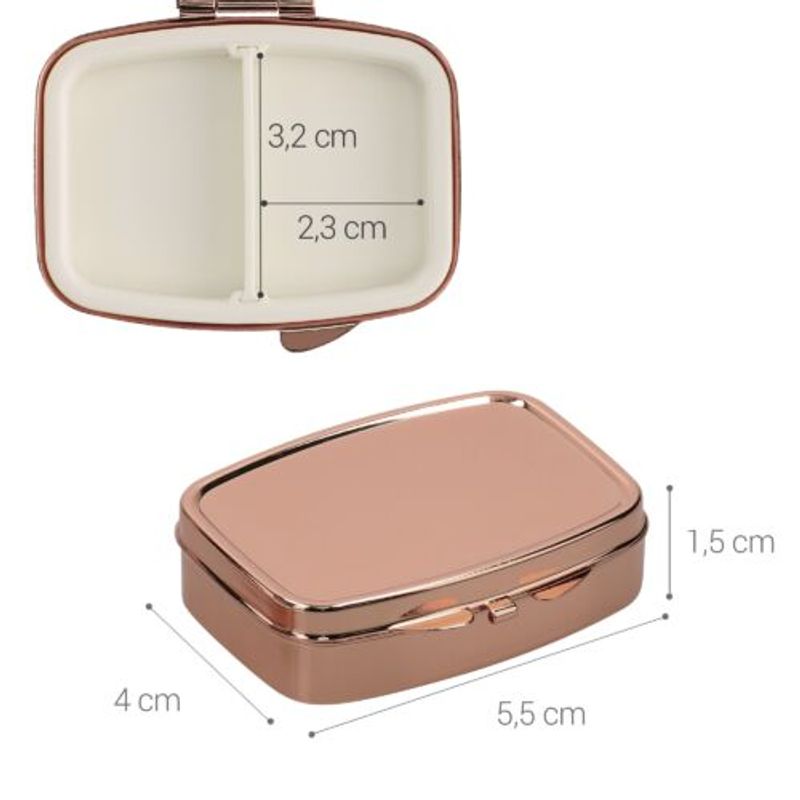 Ingrijire personala si Cosmetice - Sanatate si wellness - Aparate medicale - Accesorii medicale pentru recuperare si tratament - Set 2 Cutii pentru pastile cu 2 compartimente, Kwmobile, Rose Gold, Otel, 53475.02 - Infinity.ro