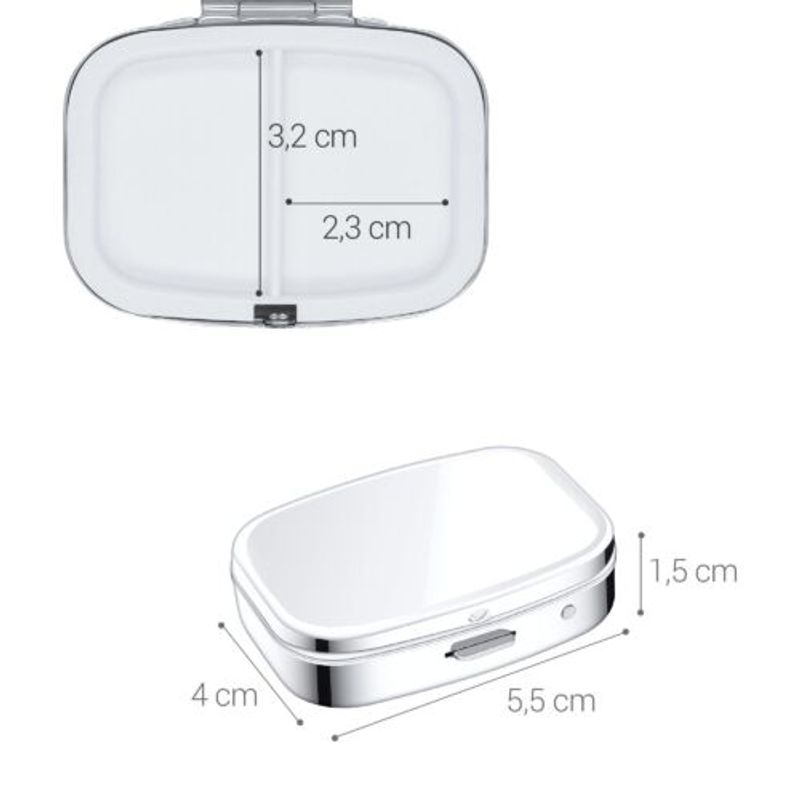 Ingrijire personala si Cosmetice - Sanatate si wellness - Aparate medicale - Accesorii medicale pentru recuperare si tratament - Set 2 Cutii pentru pastile cu 2 compartimente, Kwmobile, Argintiu, Otel, 53475.01 - Infinity.ro