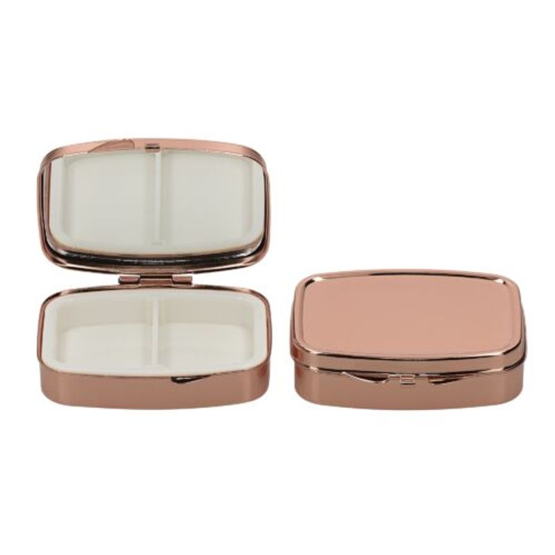 Ingrijire personala si Cosmetice - Sanatate si wellness - Aparate medicale - Accesorii medicale pentru recuperare si tratament - Set 2 Cutii pentru pastile cu 2 compartimente, Kwmobile, Rose Gold, Otel, 53475.02 - Infinity.ro