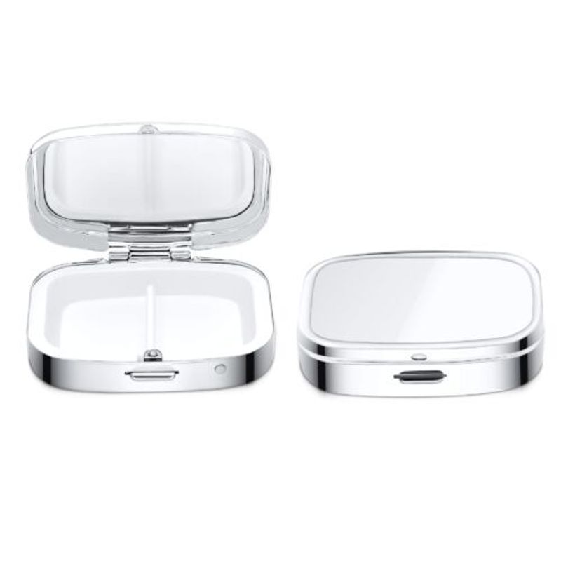 Ingrijire personala si Cosmetice - Sanatate si wellness - Aparate medicale - Accesorii medicale pentru recuperare si tratament - Set 2 Cutii pentru pastile cu 2 compartimente, Kwmobile, Argintiu, Otel, 53475.01 - Infinity.ro