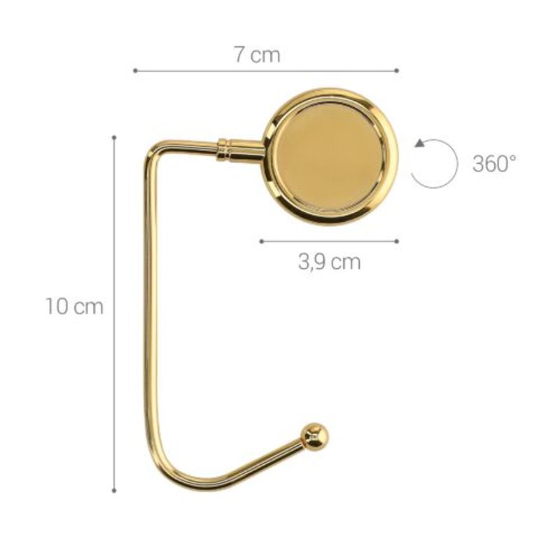 Casa si Gradina - Mobilier - Feronerie si accesorii mobila - Set 2 Carlige de masa pentru genti, Kwmobile, Auriu, Zinc, 53131.03 - Infinity.ro