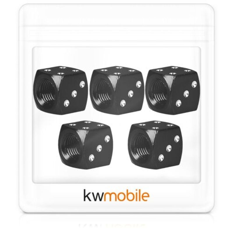 Auto si Moto - Anvelope si jante - Accesorii roti - Alte accesorii roti - Set 5 Capace pentru valva , Kwmobile, Negru, Metal, 45855.01 - Infinity.ro