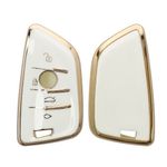 Auto si Moto - Electronice auto - Accesorii electronice auto - Husa Cheie Auto pentru BMW 3 Butoane - Smart Key, Kwmobile, Alb/Auriu, Silicon, 56001.02 - Infinity.ro