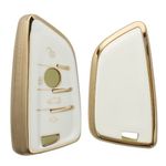 Auto si Moto - Electronice auto - Accesorii electronice auto - Husa Cheie Auto pentru BMW 3 Butoane - Smart Key, Kwmobile, Alb/Auriu, Silicon, 56001.02 - Infinity.ro