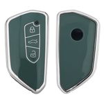 Auto si Moto - Electronice auto - Accesorii electronice auto - Husa Cheie Auto kwmobile pentru Volkswagen 3 butoane, Silicon, Verde/Argintiu, 56005.06 - Infinity.ro