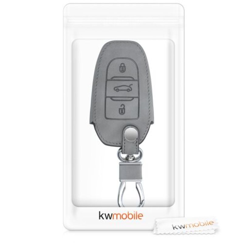 Auto si Moto - Electronice auto - Accesorii electronice auto - Husa Cheie Auto pentru Peugeot/Citroen, 3 Butoane, Keyless Go, Piele nabuc, Gri, 53762.01 - Infinity.ro