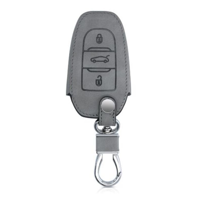 Auto si Moto - Electronice auto - Accesorii electronice auto - Husa Cheie Auto pentru Peugeot/Citroen, 3 Butoane, Keyless Go, Piele nabuc, Gri, 53762.01 - Infinity.ro