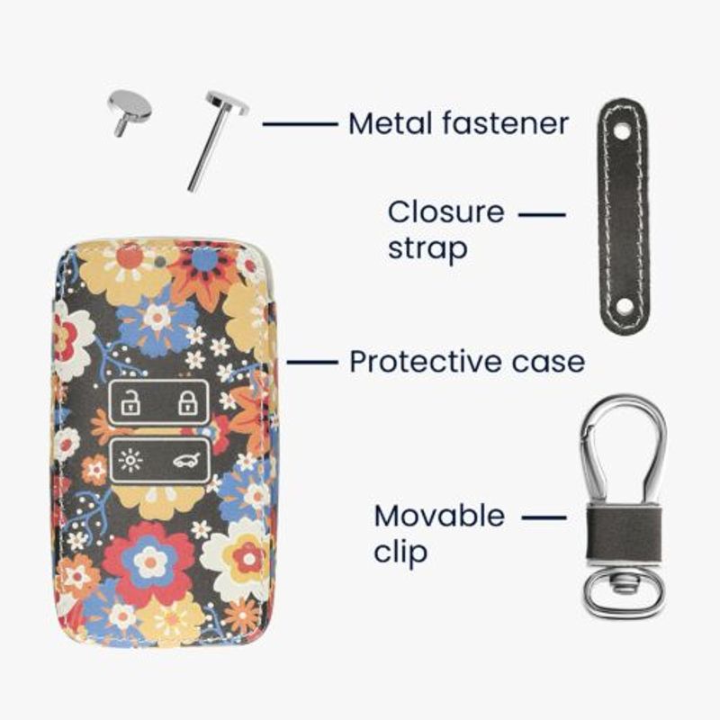 Auto si Moto - Electronice auto - Accesorii electronice auto - Husa Cheie Auto kwmobile pentru Renault/Dacia  4 Butoane - Keyless Go, Piele ecologica, Multicolor, 44637.70 - Infinity.ro