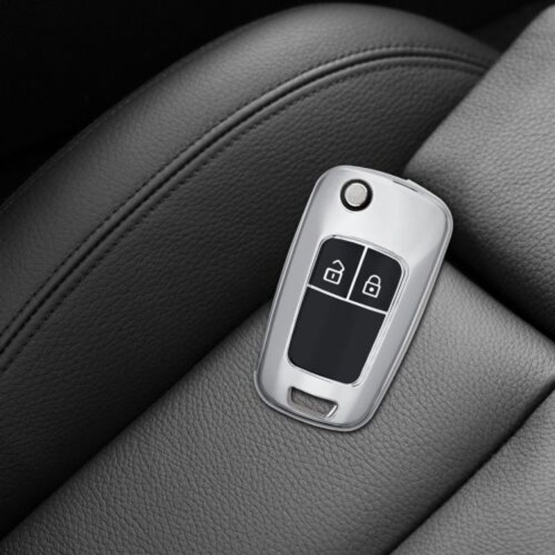 Auto si Moto - Electronice auto - Accesorii electronice auto - Husa Cheie Auto pentru Opel/Chevrolet, 2 Butoane, Silicon, Silver, 52649.02 - Infinity.ro