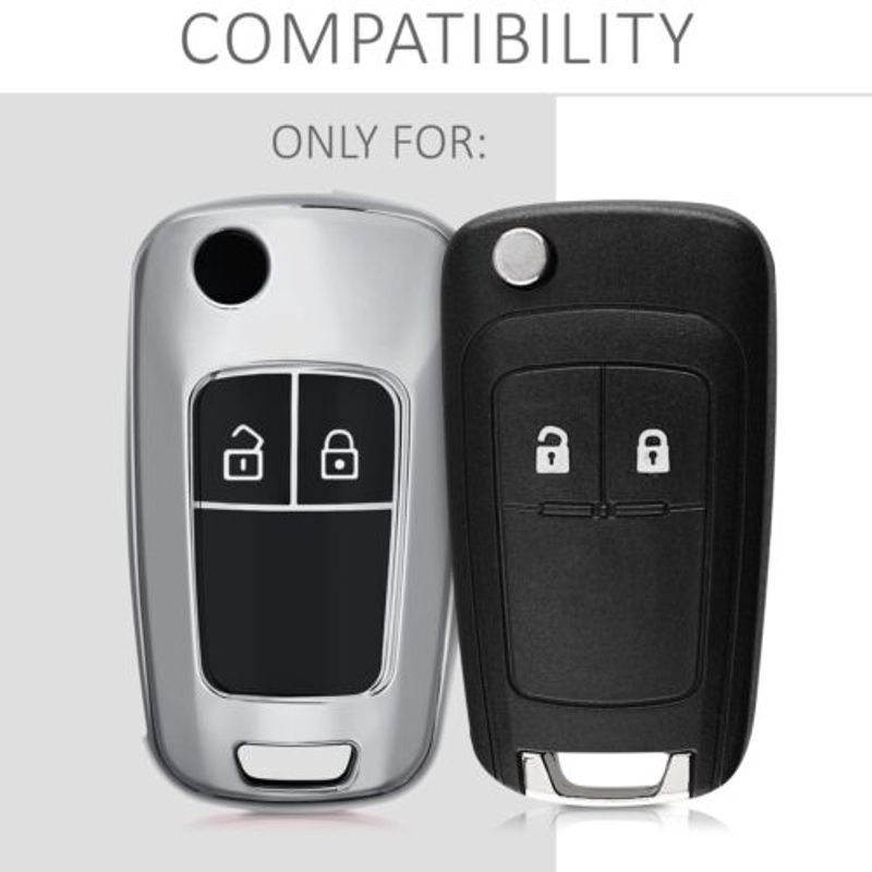 Auto si Moto - Electronice auto - Accesorii electronice auto - Husa Cheie Auto pentru Opel/Chevrolet, 2 Butoane, Silicon, Silver, 52649.02 - Infinity.ro