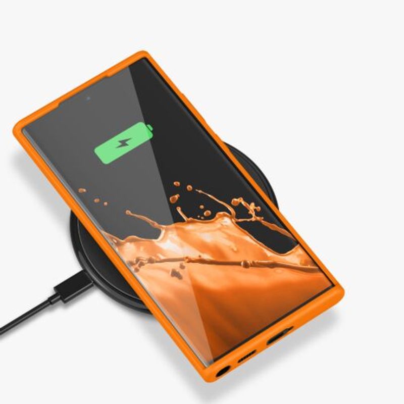 Laptop, Telefoane si Tablete - Telefoane mobile si accesorii - Accesorii Telefoane - Alte accesorii telefoane - Husa kwmobile pentru Samsung Galaxy S22 Ultra, Silicon, Portocaliu, 56765.150 - Infinity.ro