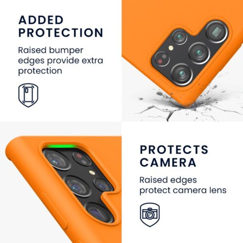Laptop, Telefoane si Tablete - Telefoane mobile si accesorii - Accesorii Telefoane - Alte accesorii telefoane - Husa kwmobile pentru Samsung Galaxy S22 Ultra, Silicon, Portocaliu, 56765.150 - Infinity.ro