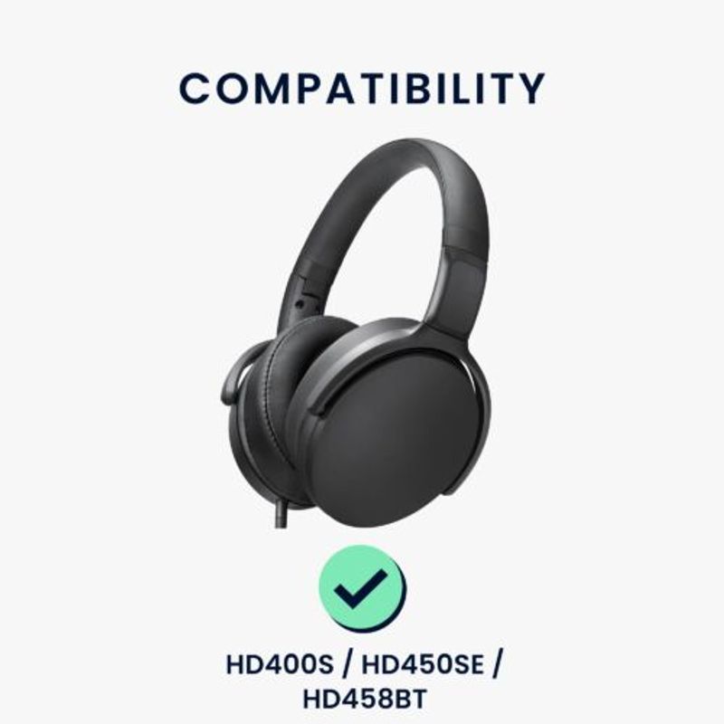 Laptop, Telefoane si Tablete - Wearables si gadgeturi - Gadgeturi - Accesorii SMART - Set 2 Earpads kwmobile pentru Sennheiser HD400S/HD450SE/HD458BT, Piele ecologica, Negru, 59843.01 - Infinity.ro