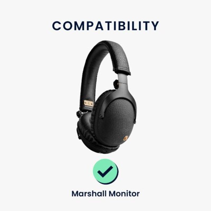Laptop, Telefoane si Tablete - Wearables si gadgeturi - Gadgeturi - Accesorii SMART - Set 2 Perne de urechi pentru casti Marshall Monitor, Kwmobile, Negru, Piele ecologica, 48134.01 - Infinity.ro