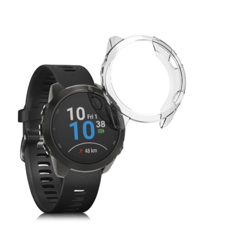 Laptop, Telefoane si Tablete - Wearables si gadgeturi - Gadgeturi - Accesorii SMART - Set 2 huse pentru Garmin Forerunner 245/Forerunner 245 Music, Kwmobile, Negru/Transparent, Silicon, 58177.02 - Infinity.ro