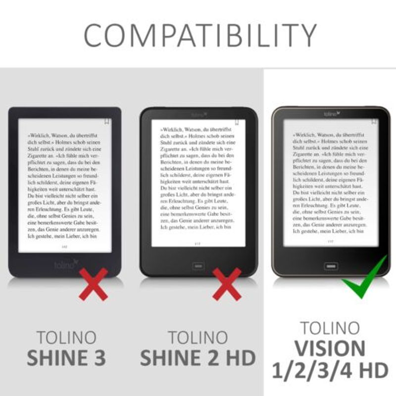 Laptop, Telefoane si Tablete - Tablete si accesorii tablete - Accesorii Tablete - Alte accesorii tablete - Husa pentru Tolino Vision 4/Vision 3/Vision 2, Textil, Gri, 48973.01 - Infinity.ro